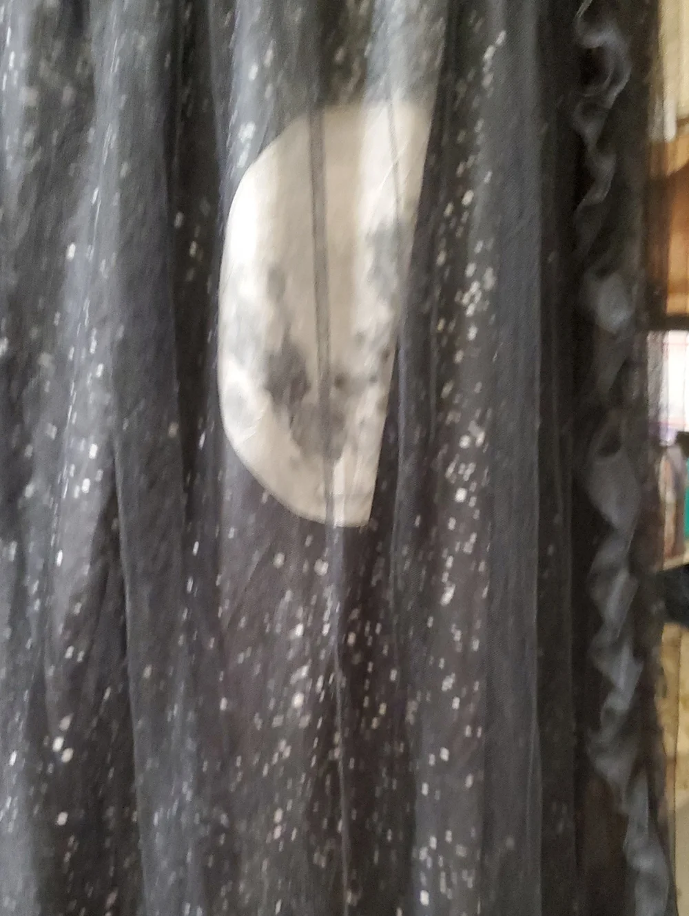 New Black Glitter Moon Canopy Drape
